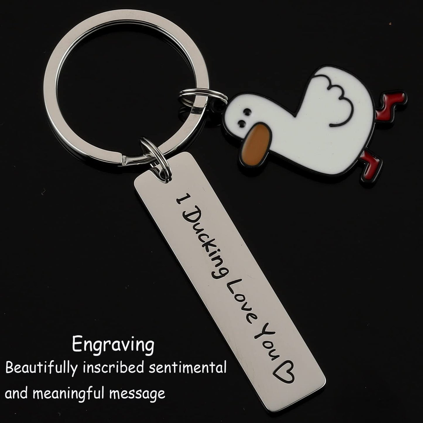 Divertido regalo para amantes, llavero con forma de pato que te ama, bonito juego de palabras con forma de pato, joyería para parejas, regalo de San Valentín para novio y novia