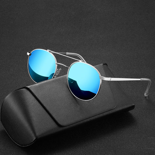 Metal Frame Sunglasses Double Bridge Polarized Circular