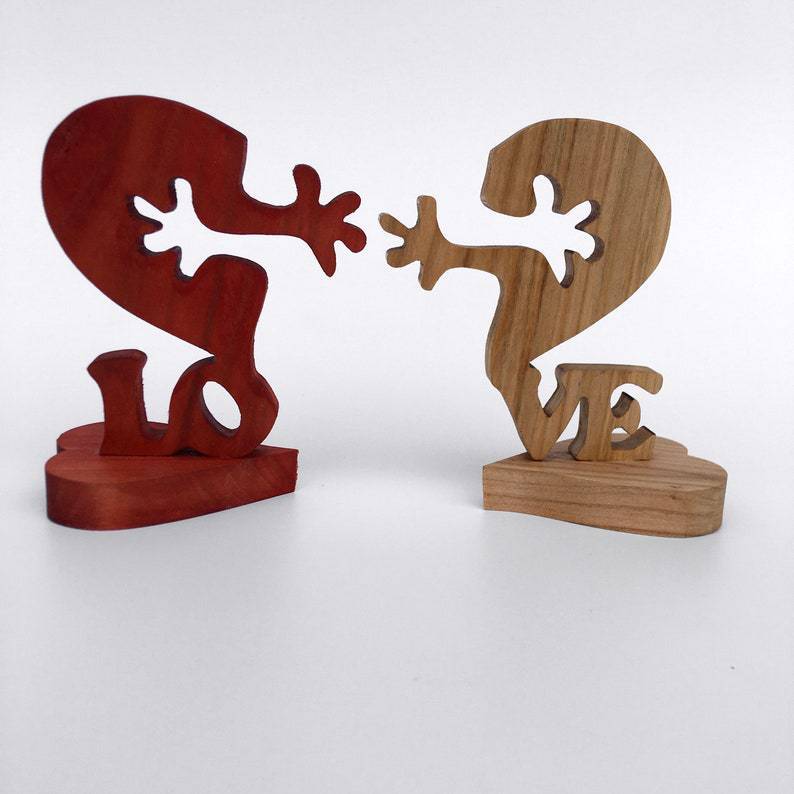 Cadeau de Saint-Valentin Coeur en bois Amour Ornement de bureau Décoration en bois