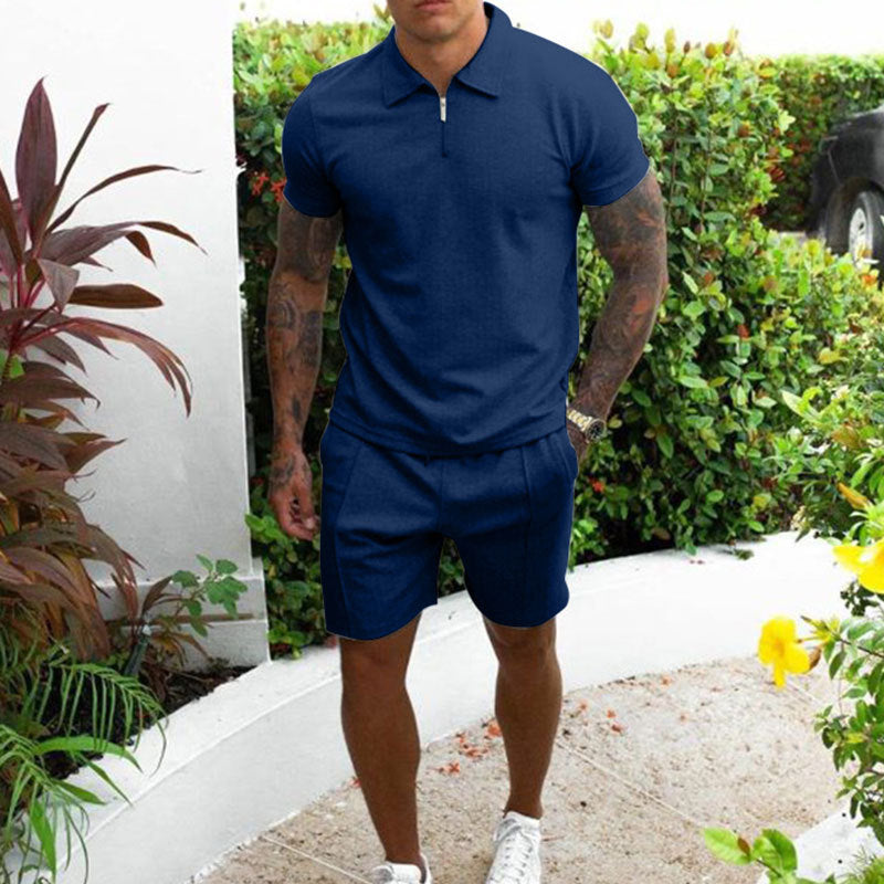 Men'S Casual Short-Sleeved Slim Shorts Suit Men'S Two-Piece Suit