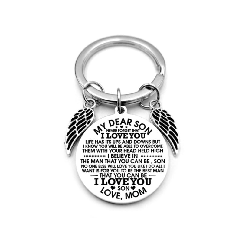 Angel Wings Heart To My Son Inspirational Keychain