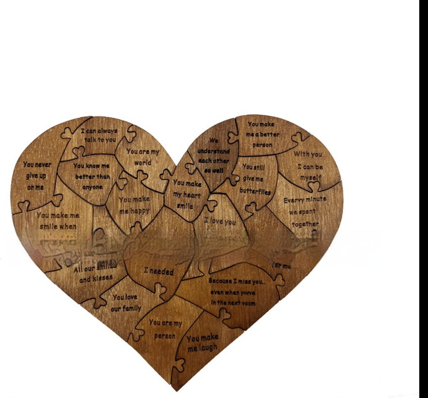 Razones por las que te amo Rompecabezas de madera con forma de corazón Rompecabezas de amor romántico Aniversario de bodas para esposa Esposo Regalos de cumpleaños Regalo de San Valentín