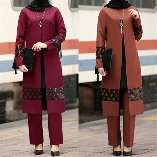 Fashion Suits Temperament Two Piece Casual set Women Long Pu