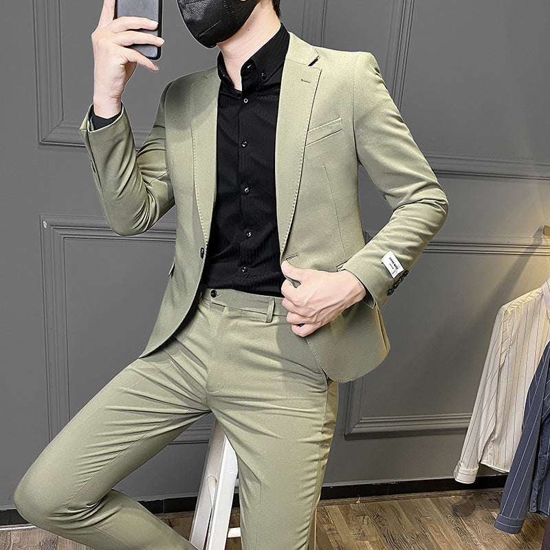 Costume d'affaires slim fit de style coréen pour hommes, costume décontracté