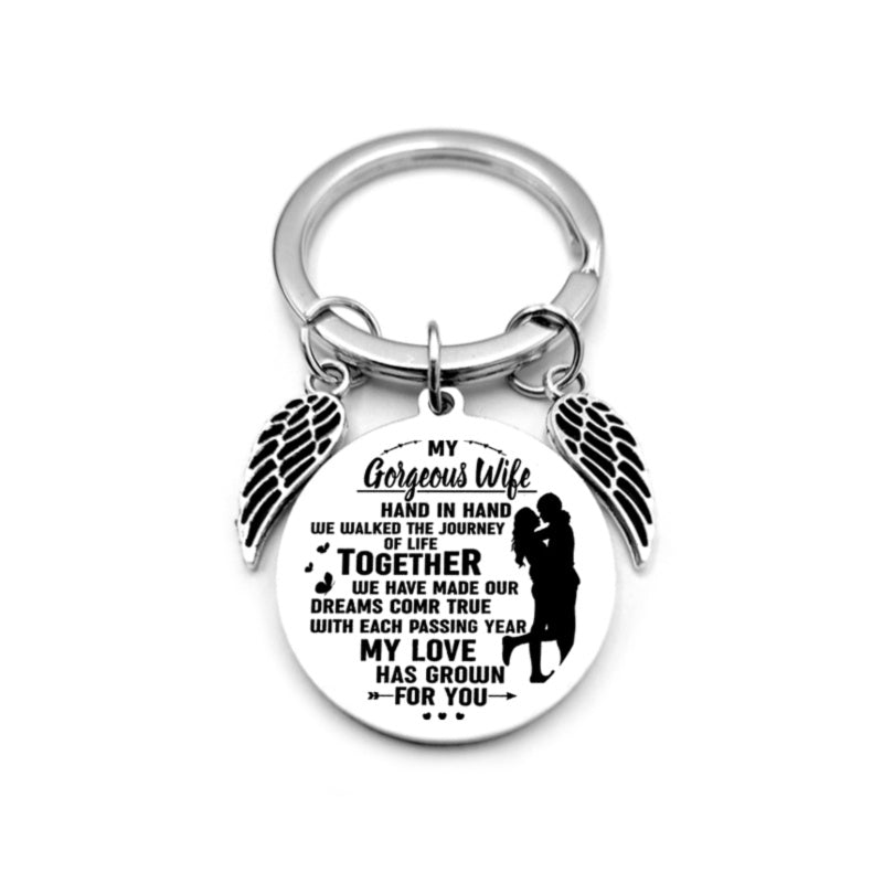 Angel Wings Heart To My Son Inspirational Keychain