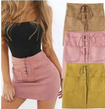 Pocket tied rope wrap hip skirt