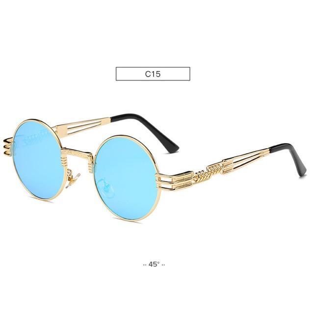 Gold Metal Fashion John Lennon Round Sunglasses Steampunk Sunglasses Mens Womens Retro Vintage Coating Mirrored Eyewear Shades