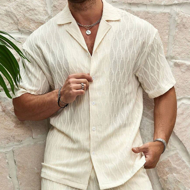 Men's Loose Short Sleeve Shirt Shorts Casual Suit