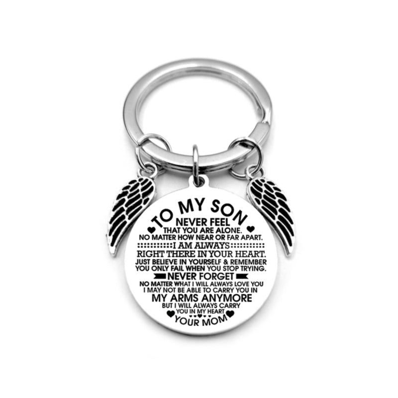 Angel Wings Heart To My Son Inspirational Keychain