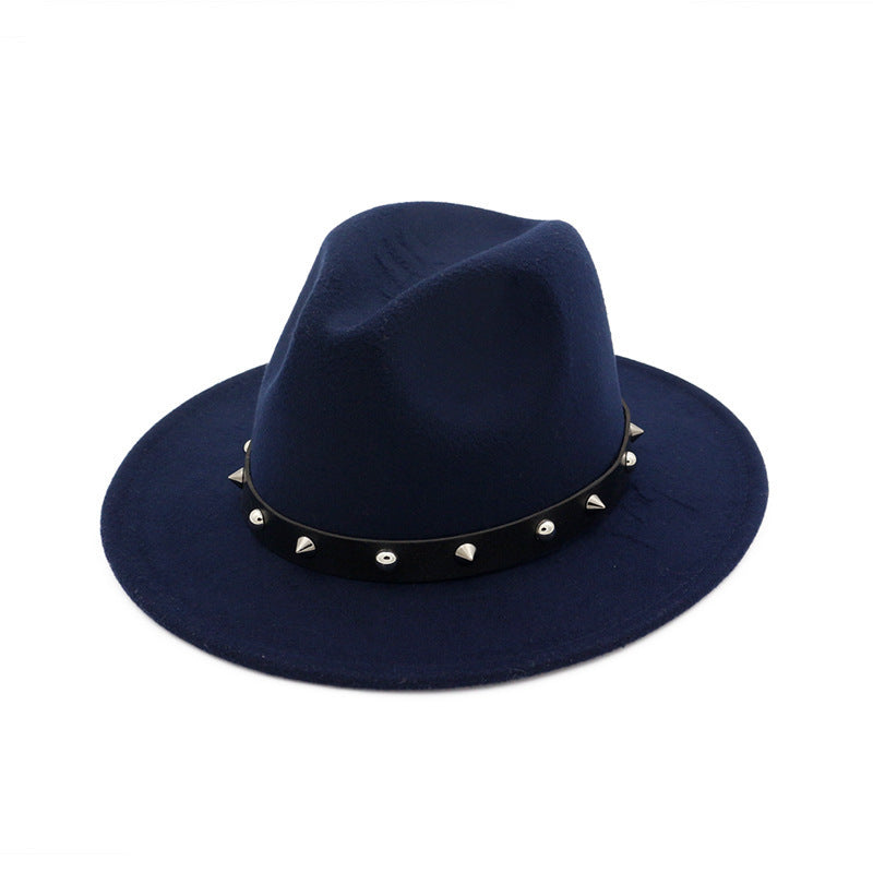 Accessoires de rivets de nouveau style haut-de-forme pour hommes et femmes chapeaux en laine