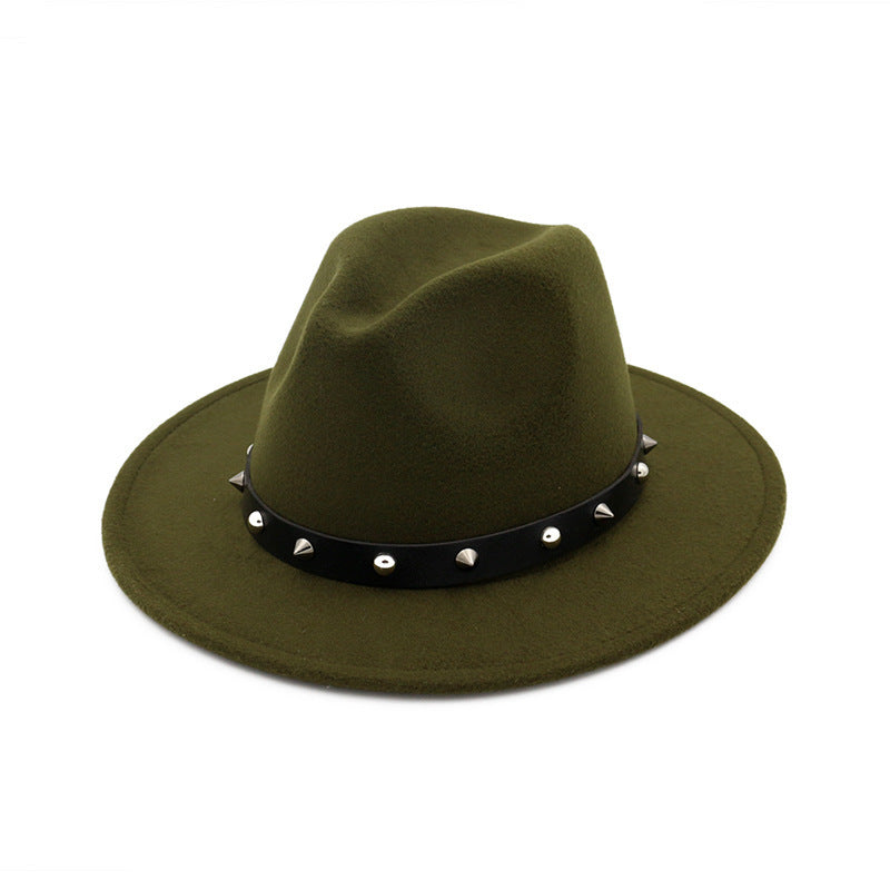 Accessoires de rivets de nouveau style haut-de-forme pour hommes et femmes chapeaux en laine