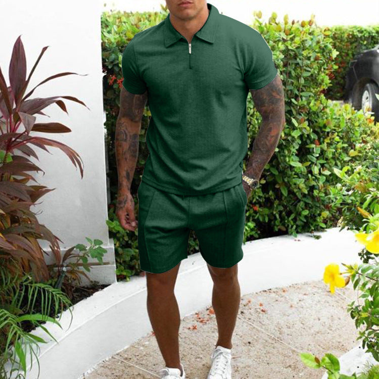 Men'S Casual Short-Sleeved Slim Shorts Suit Men'S Two-Piece Suit