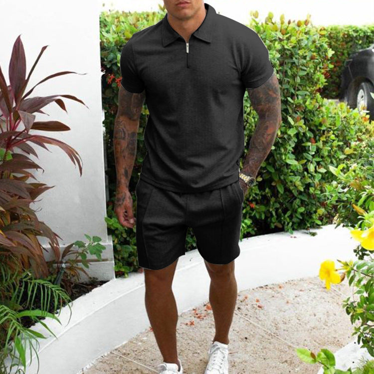 Men'S Casual Short-Sleeved Slim Shorts Suit Men'S Two-Piece Suit