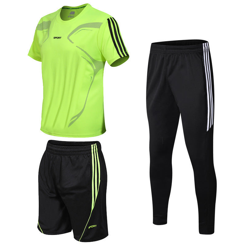 Men's Summer Sports Suit – Trendy Black Three-Piece Set for Fitness & Leisure