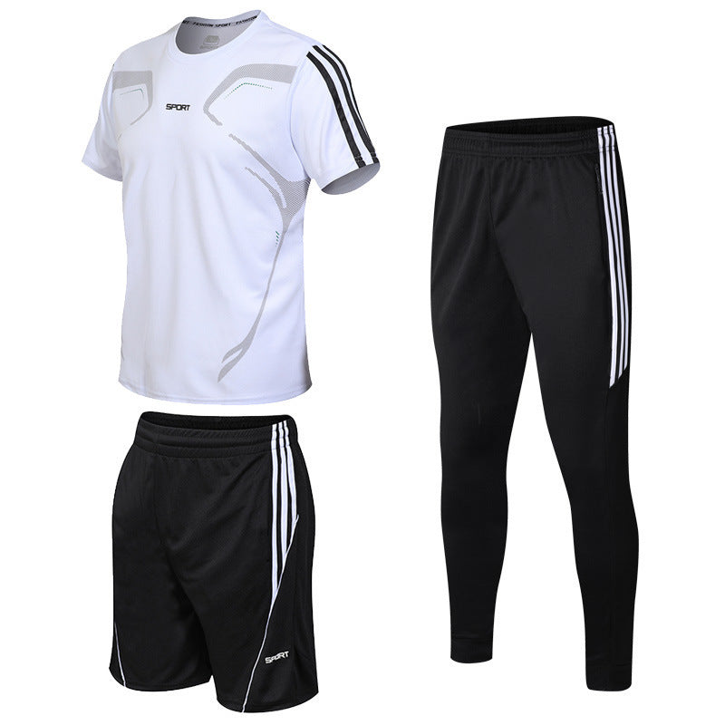 Men's Summer Sports Suit – Trendy Black Three-Piece Set for Fitness & Leisure