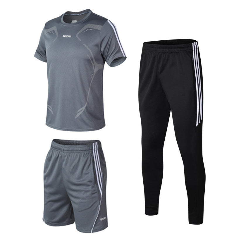 Men's Summer Sports Suit – Trendy Black Three-Piece Set for Fitness & Leisure