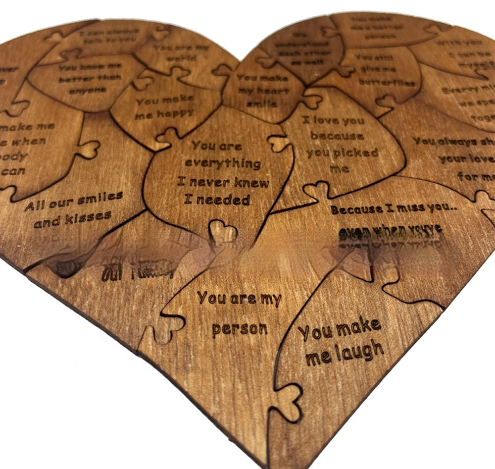 Razones por las que te amo Rompecabezas de madera con forma de corazón Rompecabezas de amor romántico Aniversario de bodas para esposa Esposo Regalos de cumpleaños Regalo de San Valentín