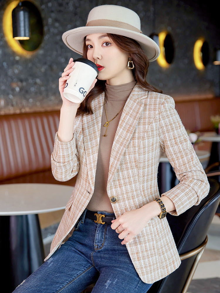 Plaid Suit Coat For Women