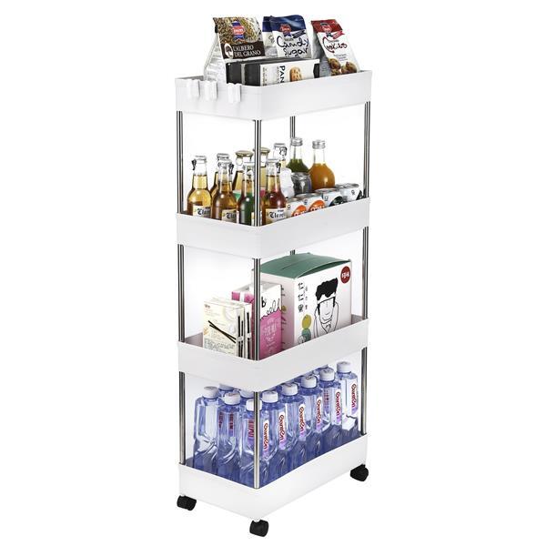 4-ply Plastic Storage Trolley Wide Version - White