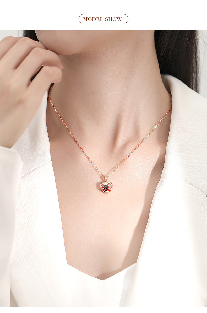 Love Shaped Projection Color Picture Necklace For Women