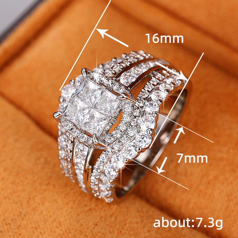 Square Stitching Crown Ring For Women