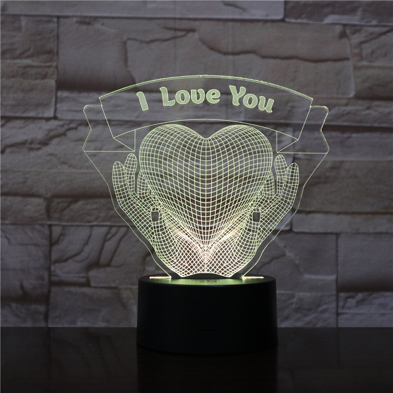 Cadeau Saint Valentin Mains tenant l'amour Veilleuse 3D