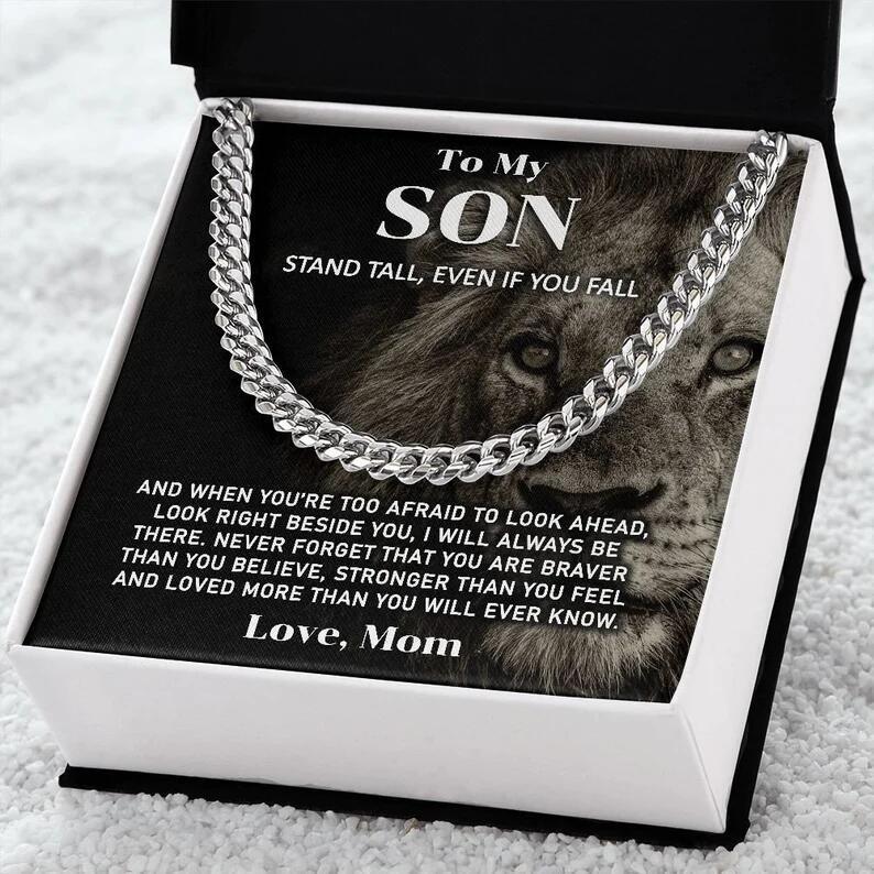 14K Single Circle Dense Chain Cuban Link Chain Male Titanium Steel Necklace Bracelet Gift For Son