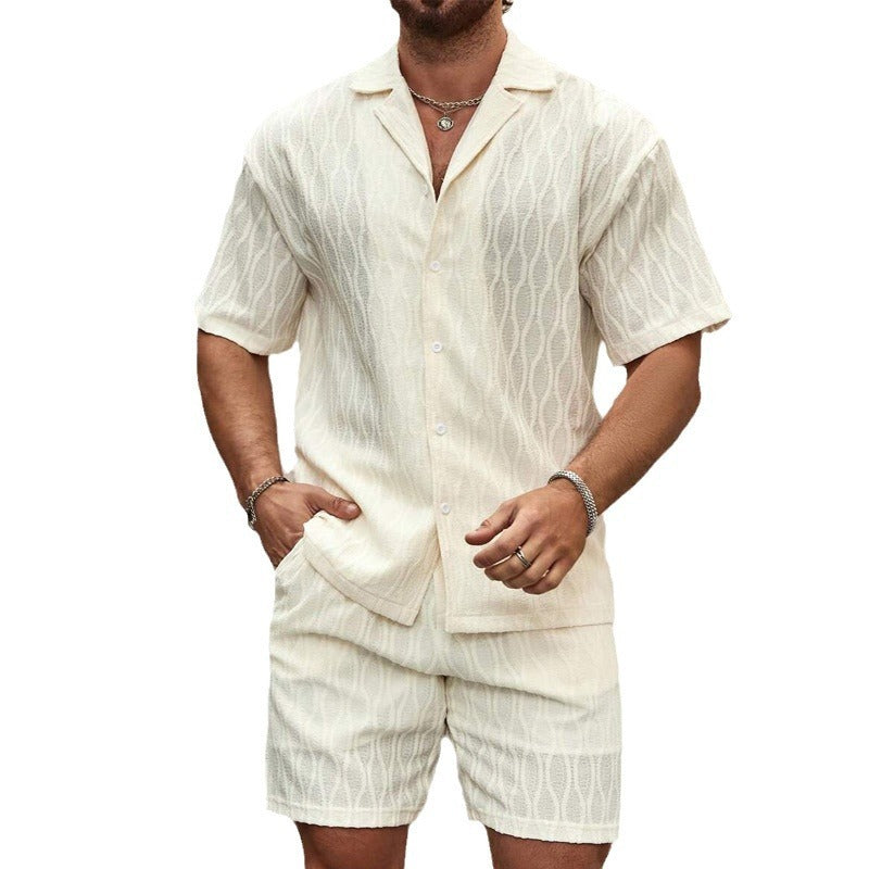 Chemise ample à manches courtes et short pour homme, costume décontracté