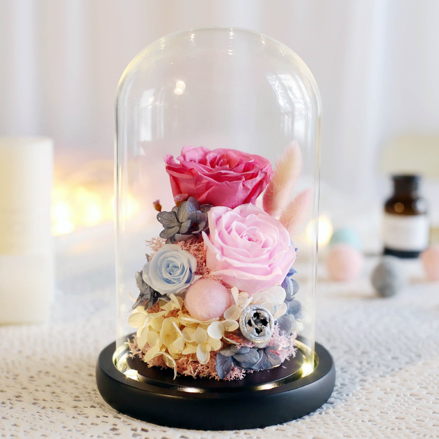 Valentine's Day Birthday Gift Gift Box Glass Cover Big Rose Immortal Flower