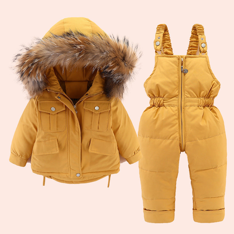 Trajes de chaqueta de plumón de invierno para niños y niñas.