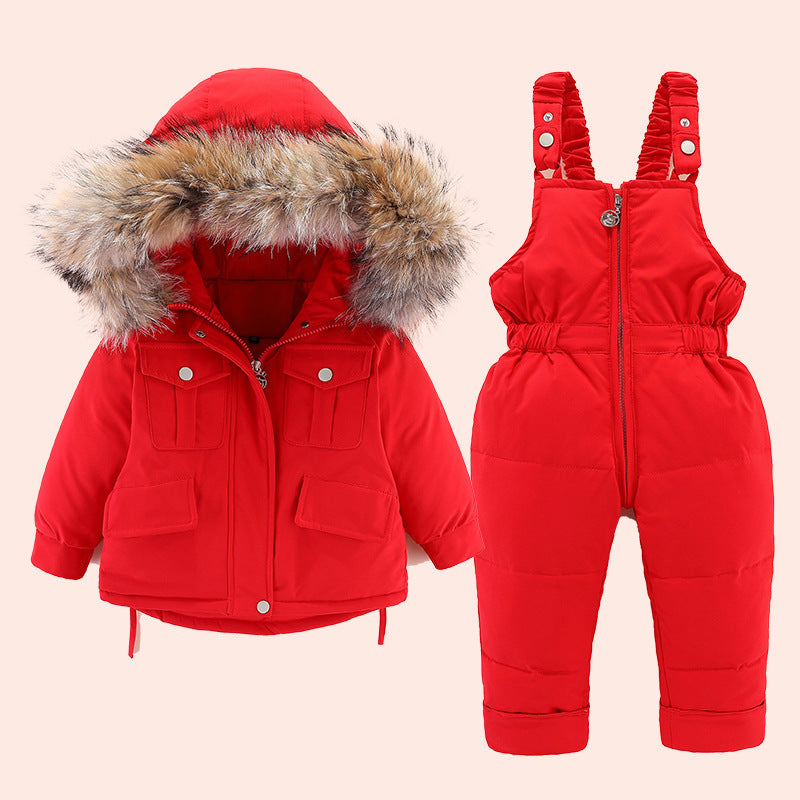 Boys and girls winter down jacket suits