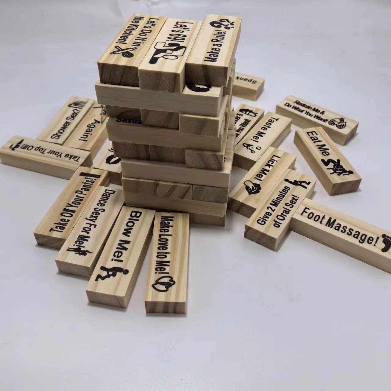 Noche de juegos para parejas, intimidad, torre de bloques, juego de Jenga, San Valentín, torre de caídas, juego de bloques apilables, juegos interactivos para fiestas 18