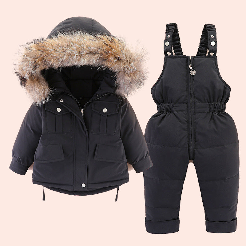 Trajes de chaqueta de plumón de invierno para niños y niñas.