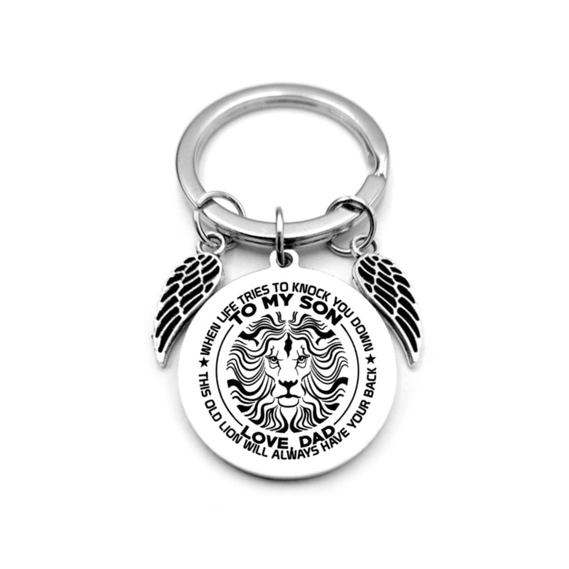 Angel Wings Heart To My Son Inspirational Keychain