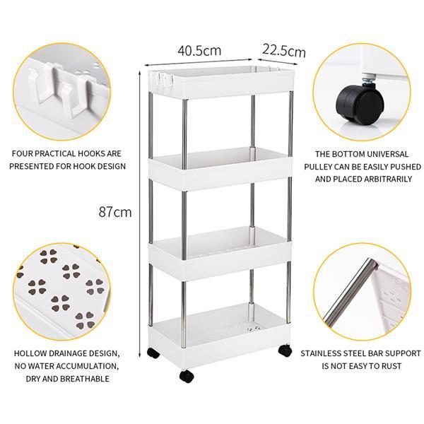 4-ply Plastic Storage Trolley Wide Version - White