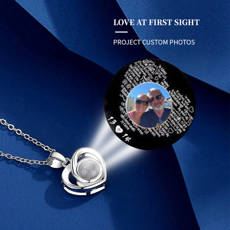 Love Shaped Projection Color Picture Necklace For Women