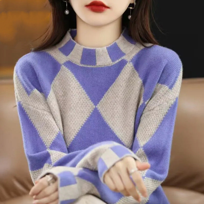 Mock Neck Sweater Bottoming Shirt New Color Matching