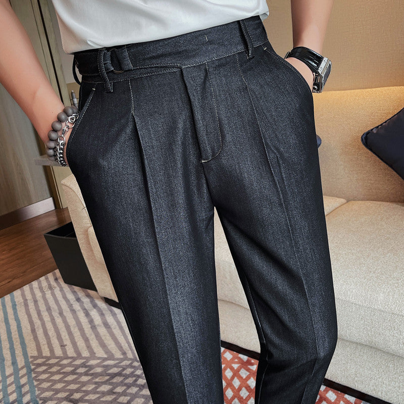 Summer New Pure Color Casual Versatile Cropped Pants For Men