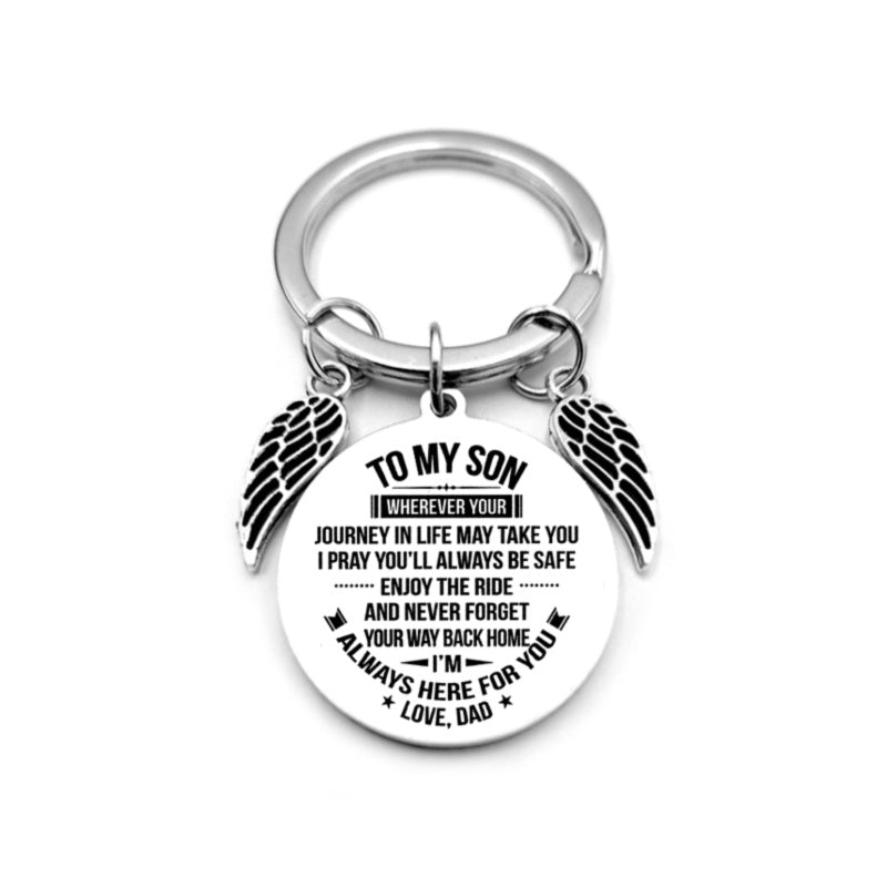 Angel Wings Heart To My Son Inspirational Keychain