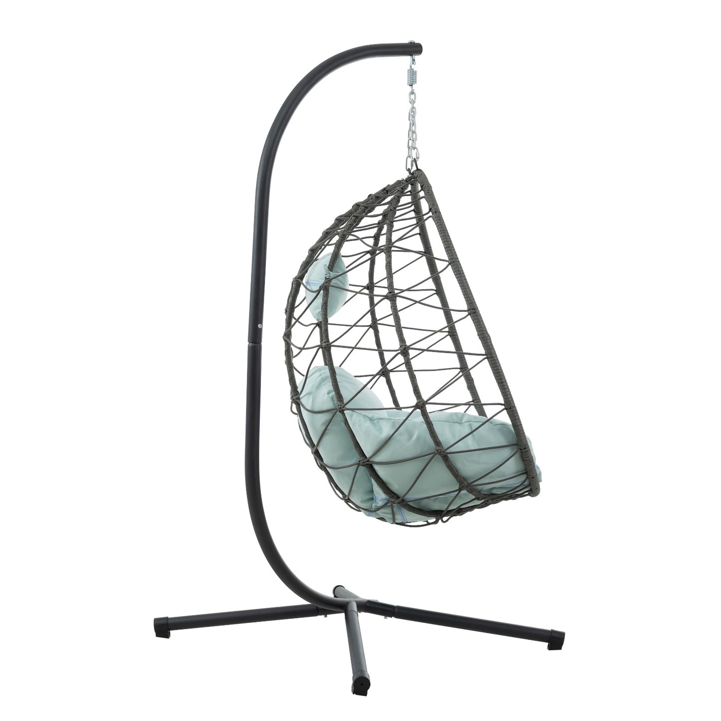 Silla colgante tipo huevo con soporte para interior y exterior, silla colgante tipo huevo de mimbre para patio, silla colgante tipo cesta