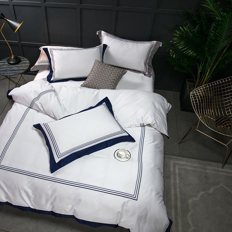 White four-piece hotel bedding cotton pure cotton European-style