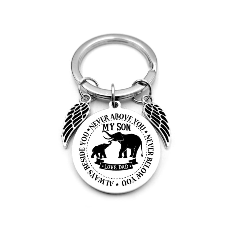 Angel Wings Heart To My Son Inspirational Keychain