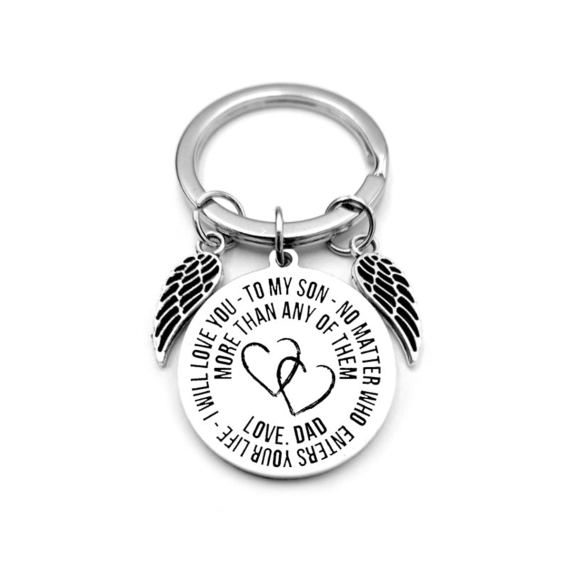 Angel Wings Heart To My Son Inspirational Keychain