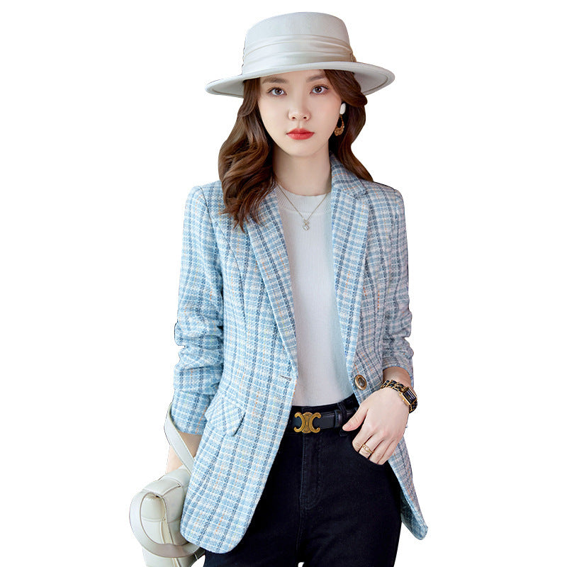 Plaid Suit Coat For Women