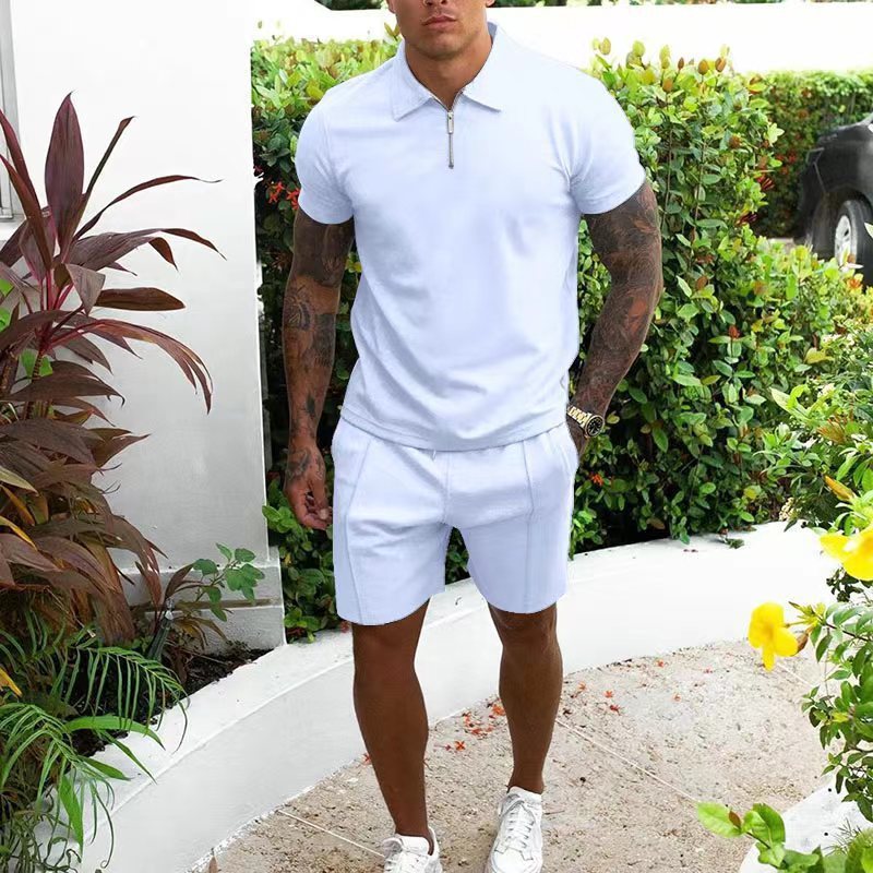 Men'S Casual Short-Sleeved Slim Shorts Suit Men'S Two-Piece Suit