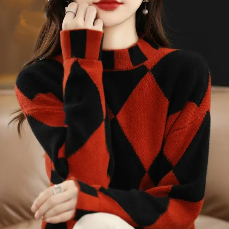 Mock Neck Sweater Bottoming Shirt New Color Matching