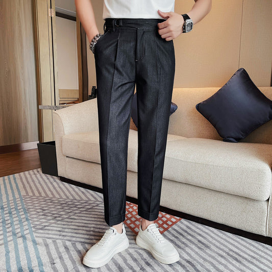 Summer New Pure Color Casual Versatile Cropped Pants For Men