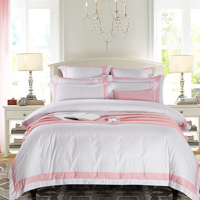 White four-piece hotel bedding cotton pure cotton European-style