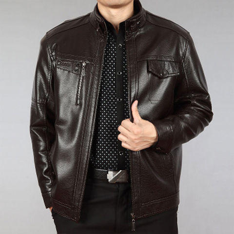 Middle Aged Men Fashion PU Jacket