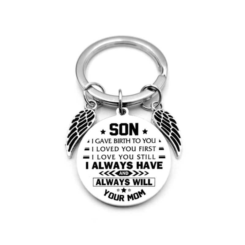 Angel Wings Heart To My Son Inspirational Keychain